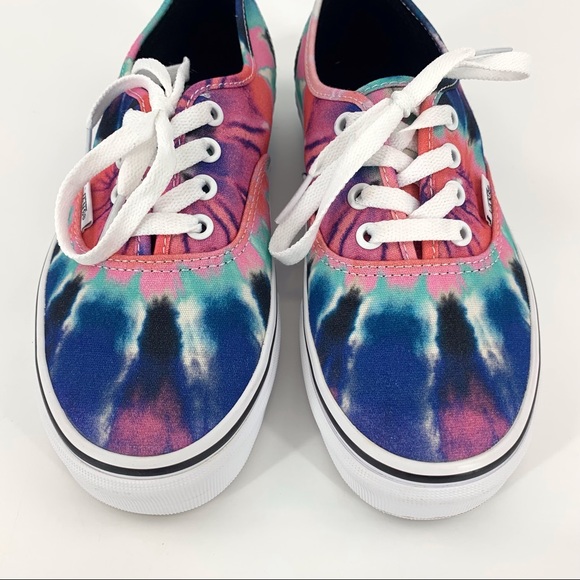 Vans Pink and Blue Tie Dye Authentic Tie-Up Low Profile Sneakers, 5 - Picture 3 of 16